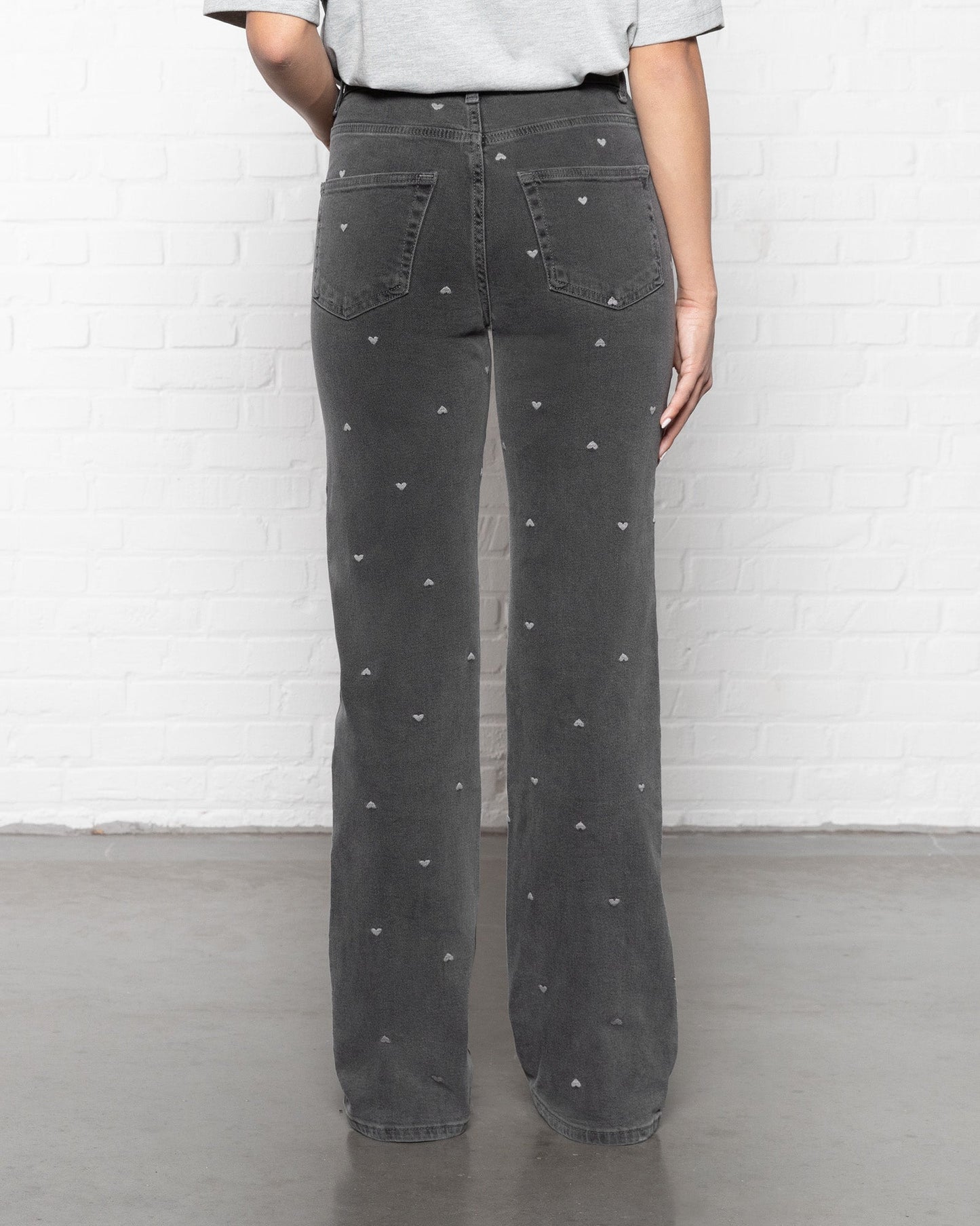 HEART BOOTCUT JEANS LICHTGRIJS