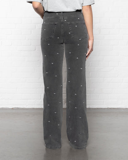 HEART BOOTCUT JEANS LICHTGRIJS