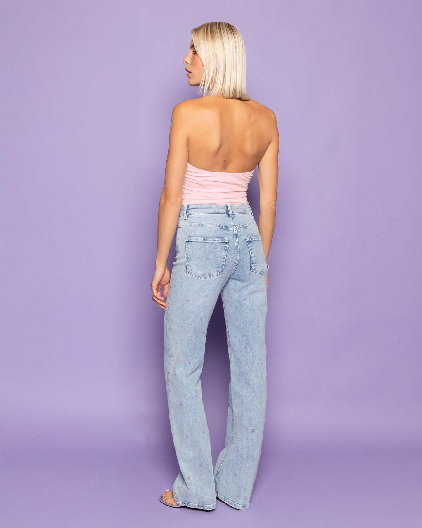 HEART BOOTCUT JEANS LILA
