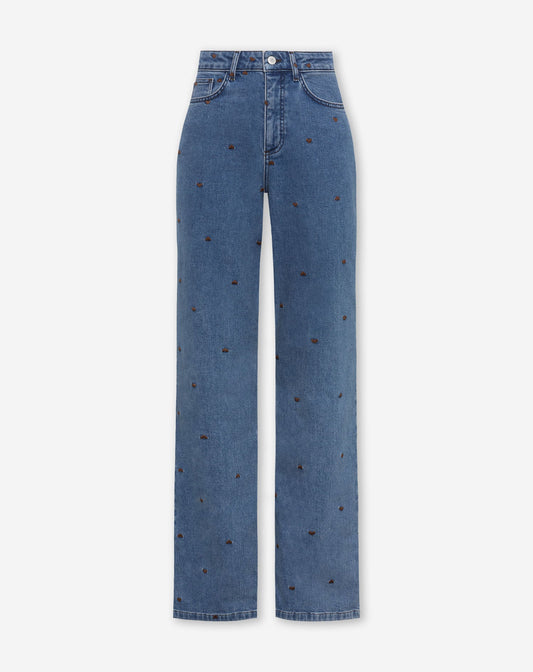 HEART BOOTCUT JEANS MID BLAUW BRUIN