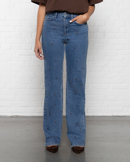 HEART BOOTCUT JEANS MID BLAUW BRUIN