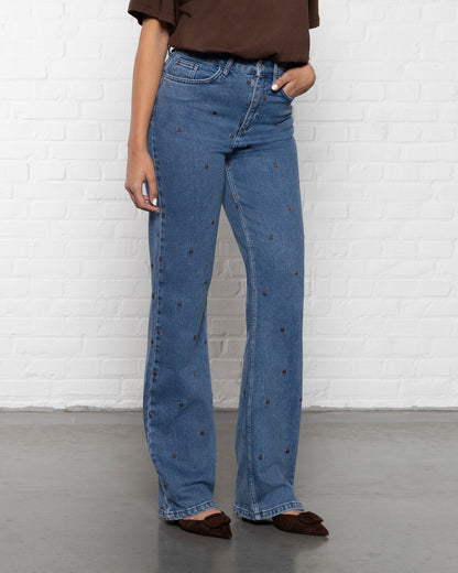 HEART BOOTCUT JEANS MID BLAUW BRUIN