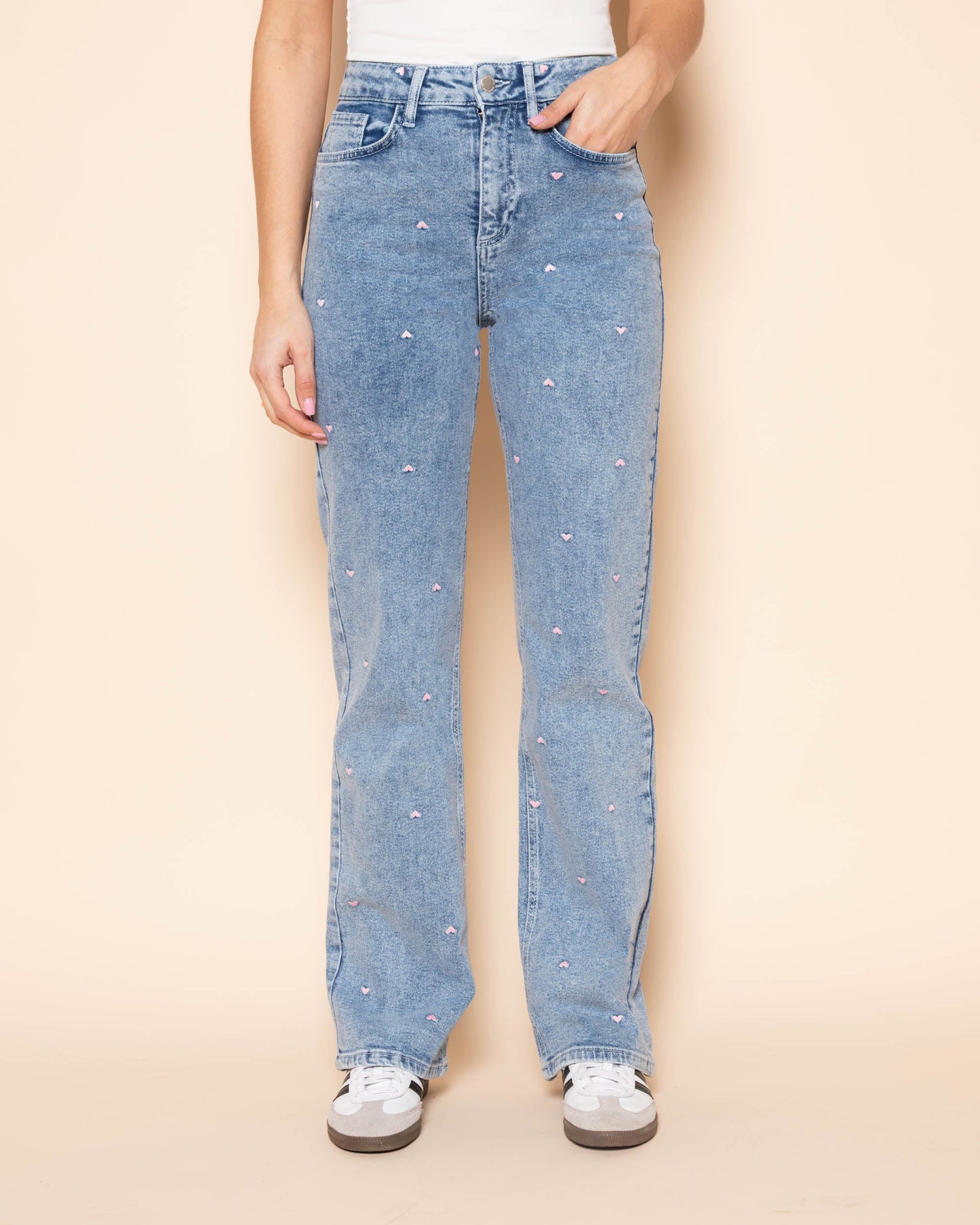 HEART BOOTCUT JEANS ROZE