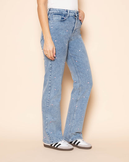 HEART BOOTCUT JEANS ROZE