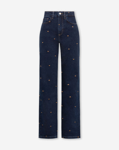 HEART BOOTCUT JEANS DONKERBLAUW