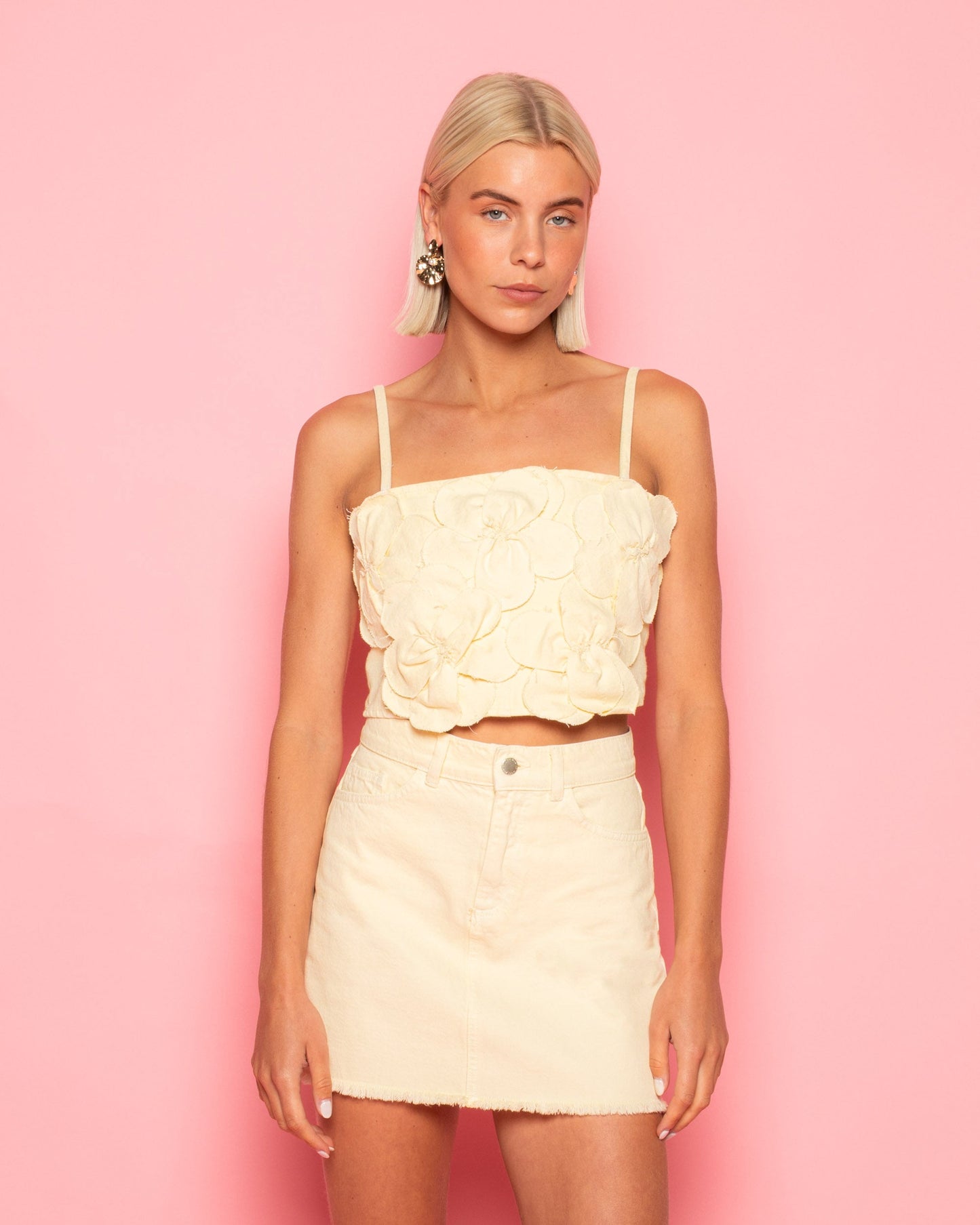 FLOWER DENIM CORSET TOP BOTERGEEL