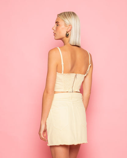 FLOWER DENIM CORSET TOP BOTERGEEL