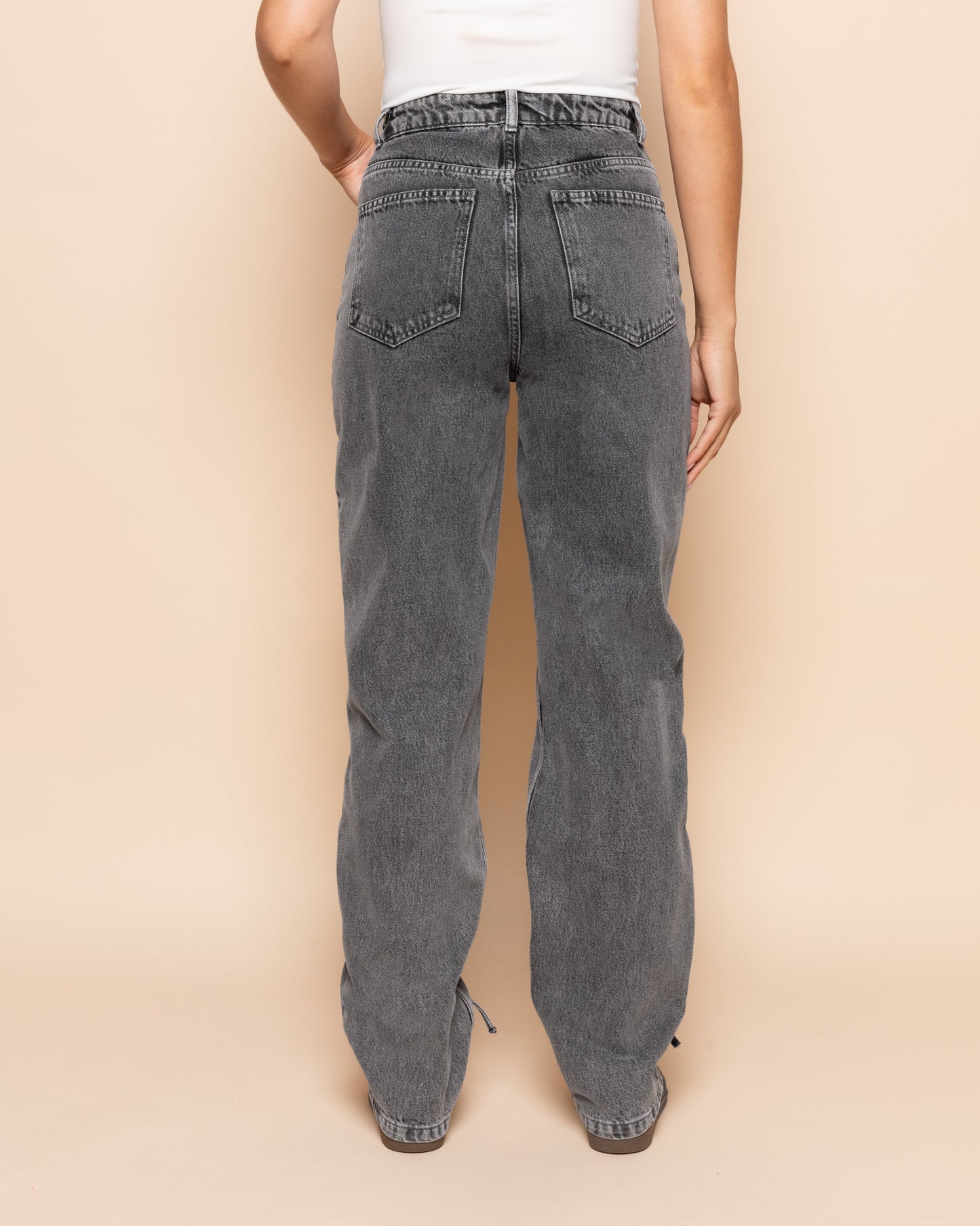 LACE UP JEANS GRIJS