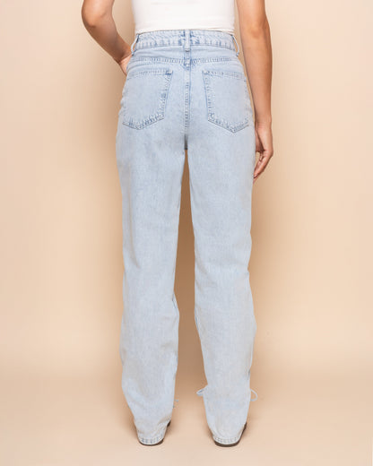 LACE UP JEANS LICHTBLAUW