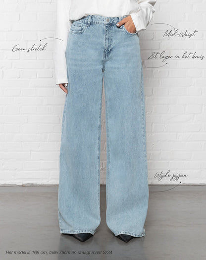 WIDE LEG JEANS BLAUW