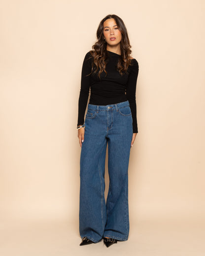 WIDE LEG JEANS OCEAAN BLAUW