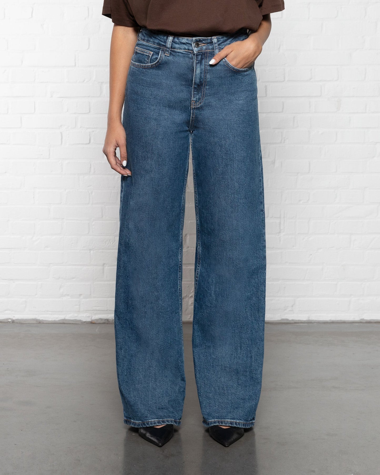 WIDE LEG JEANS OCEAAN BLAUW