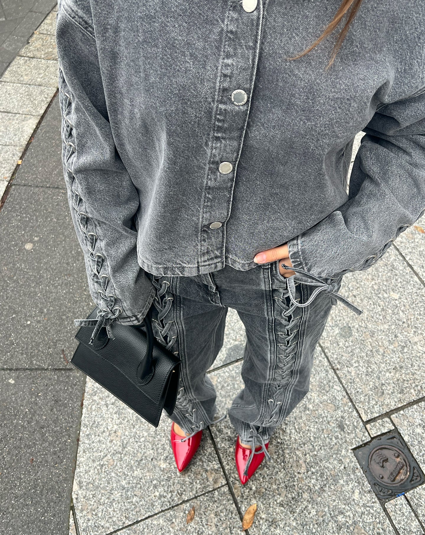 LACE UP JACKET GRIJS