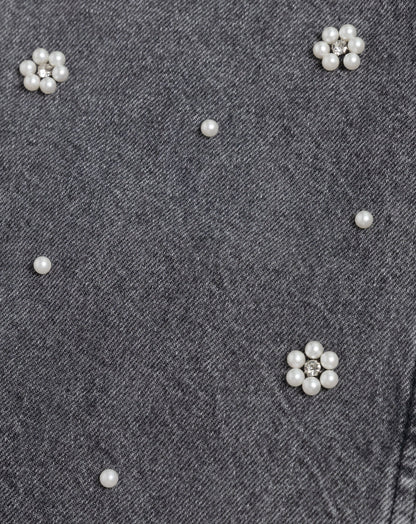 FLOWER PEARL JEANS GRIJS