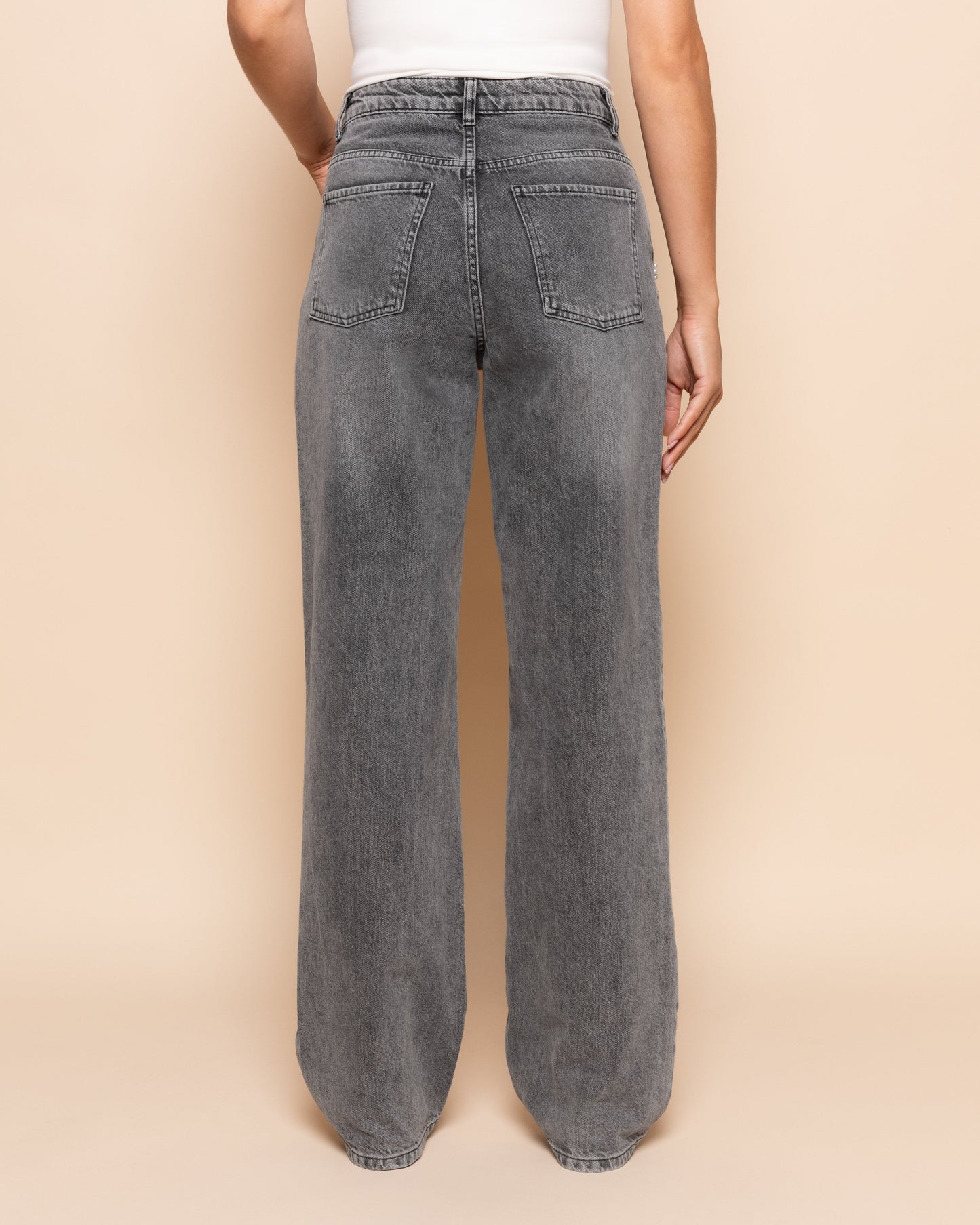 FLOWER PEARL JEANS GRIJS