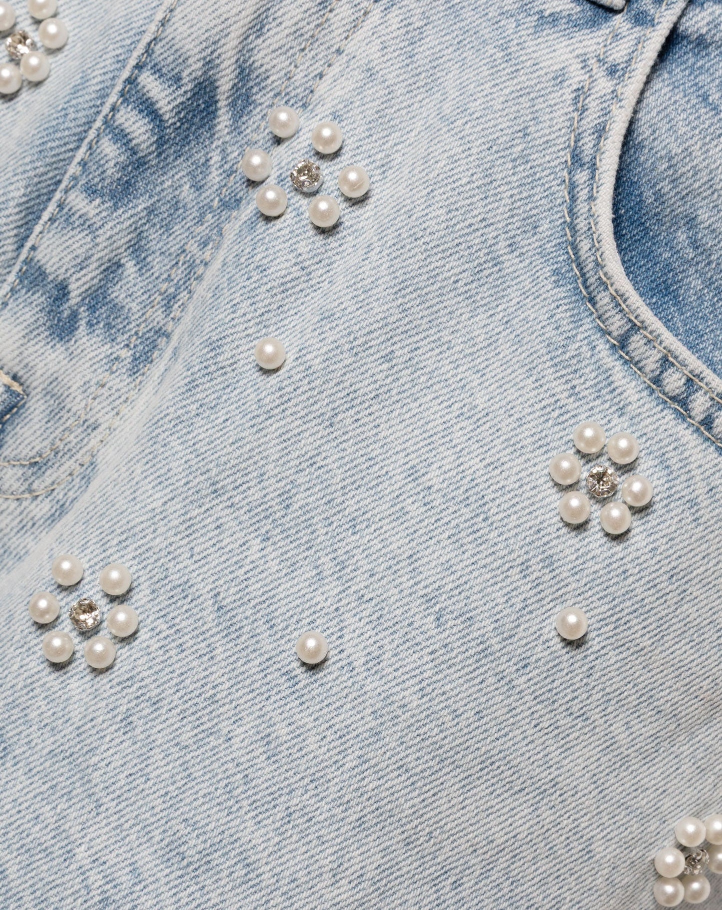 FLOWER PEARL JEANS LICHTBLAUW