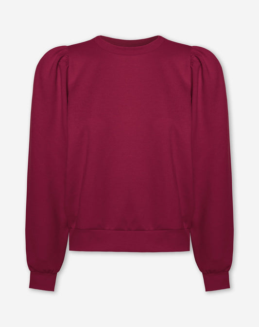 SCUBA PUFF SLEEVE SWEATER BURGUNDY