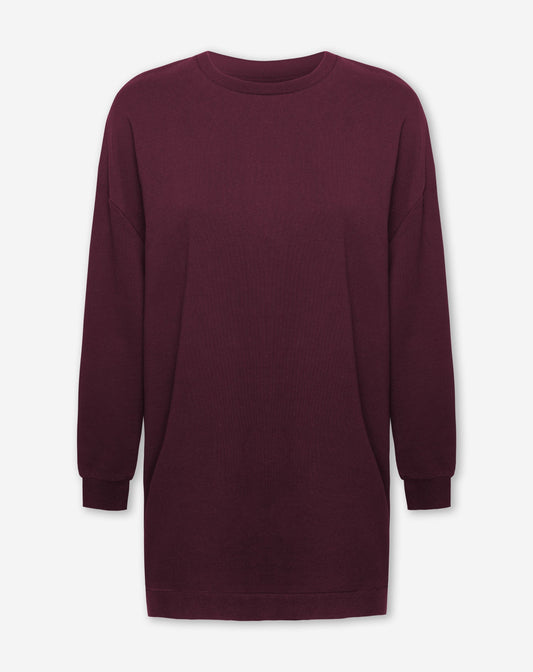 KESSIE SWEATER DRESS DONKER BURGUNDY