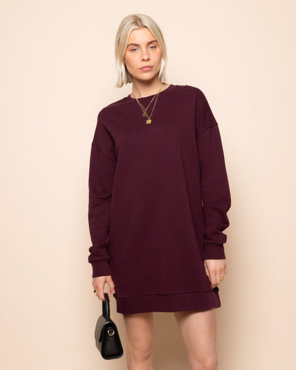 KESSIE SWEATER DRESS DONKER BURGUNDY
