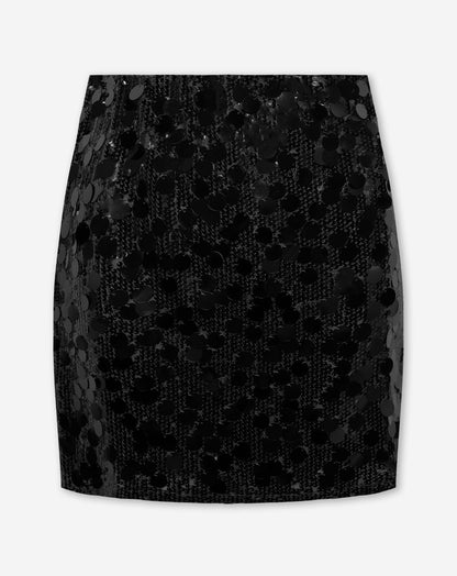 FAY BIG SEQUINS TUBE SKIRT ZWART