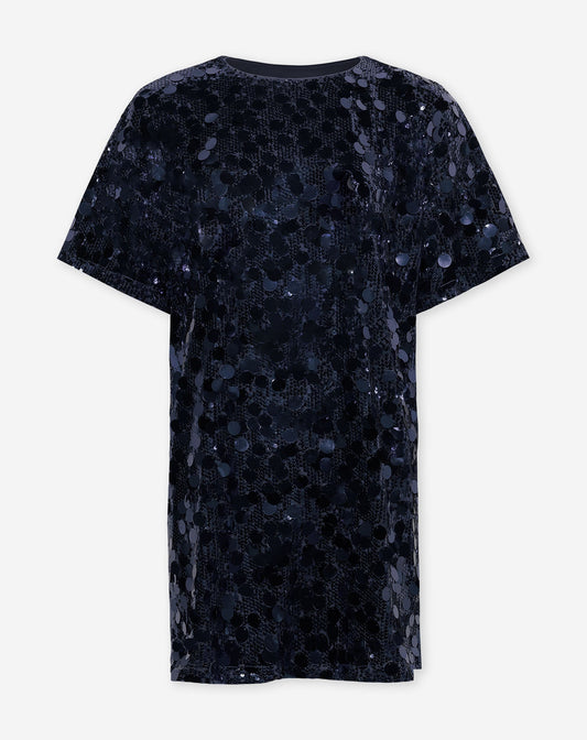 FAY BIG SEQUINS TEE DRESS MARINEBLAUW