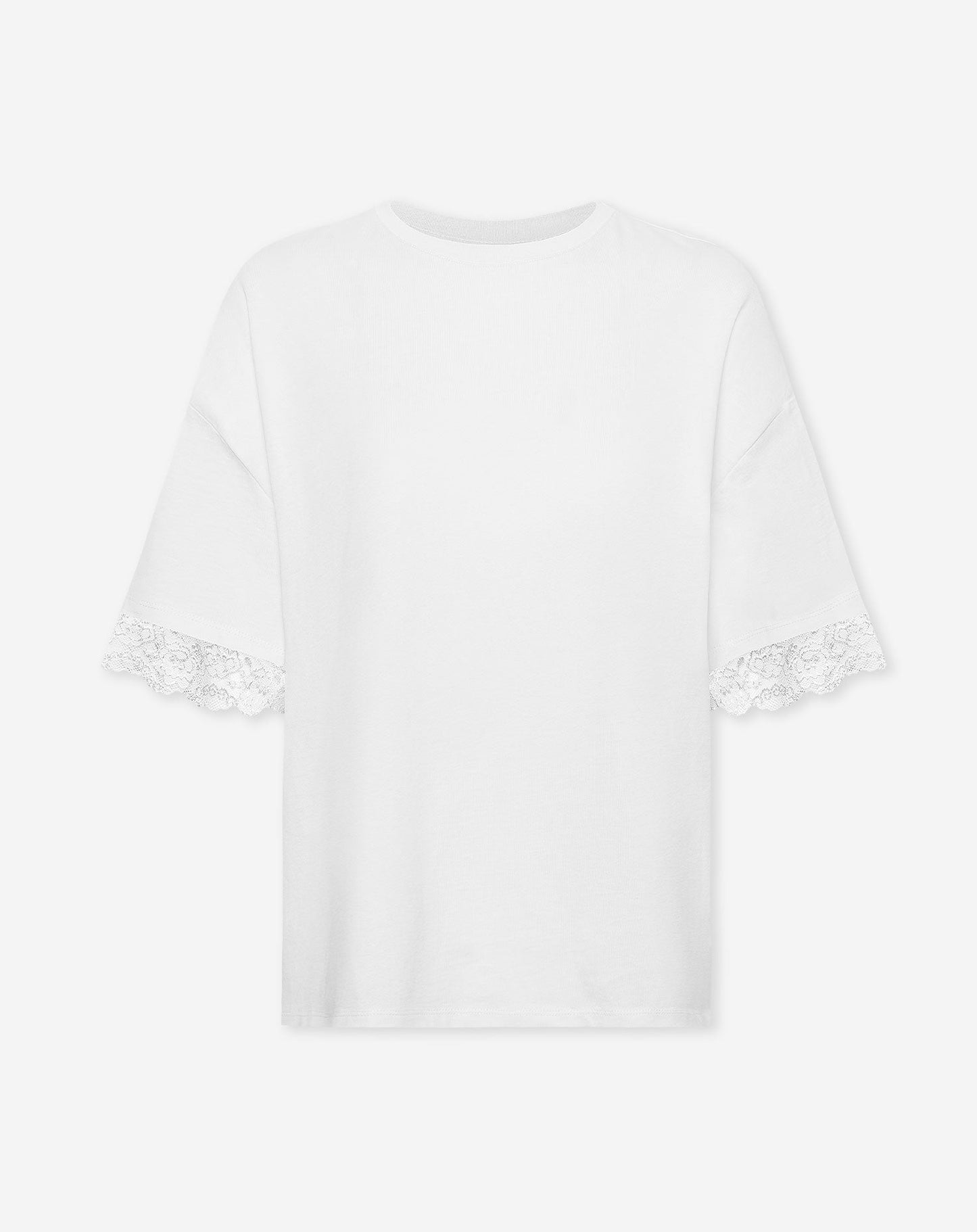 LACE SLEEVE OVERSIZED TEE CRÈME