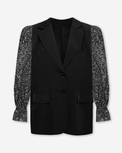 GRACE SEQUINS SLEEVE BLAZER ZILVER