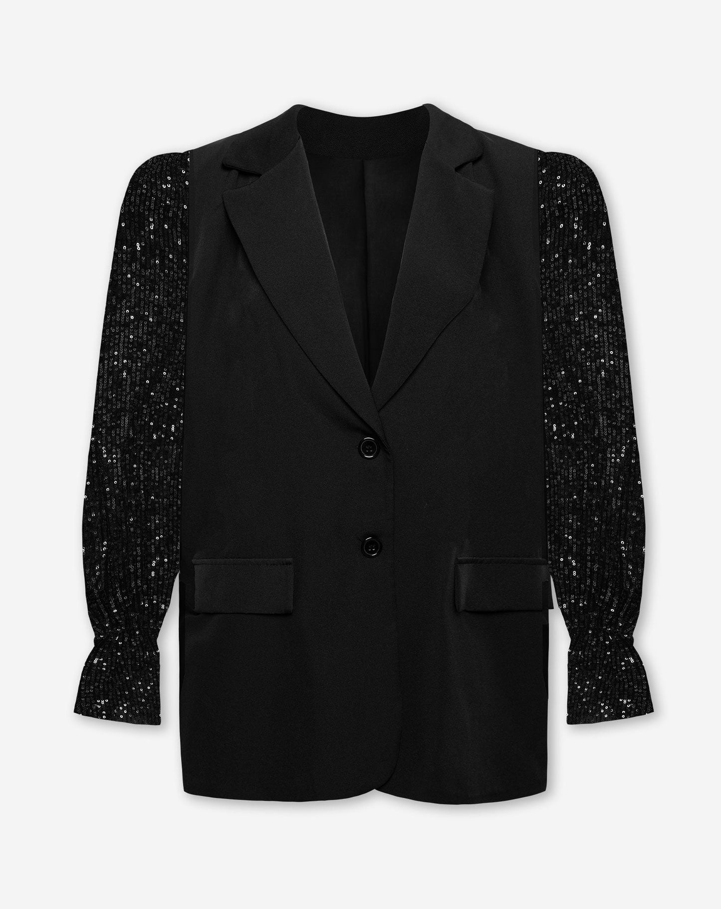 GRACE SEQUINS SLEEVE BLAZER ZWART
