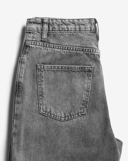 HEART STUD STRAIGHT LEG JEANS GRIJS