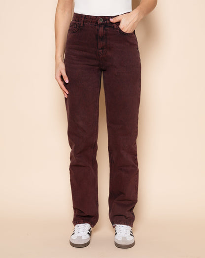 COLORED STRAIGHT LEG JEANS BURGUNDY