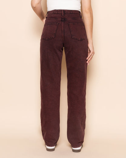 COLORED STRAIGHT LEG JEANS BURGUNDY