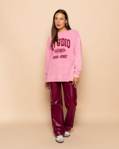 LIQUID LEATHER STRAIGHT LEG PANTS BURGUNDY