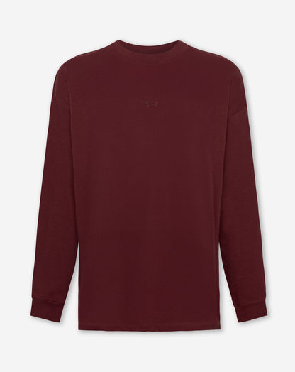 MW EMBROIDERY LONG SLEEVE TEE BURGUNDY