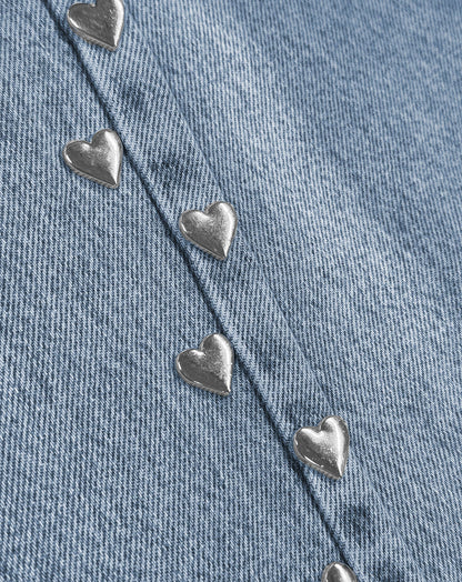 SIDE HEART STRAIGHT LEG JEANS BLAUW