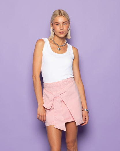 BOW DENIM SKIRT LICHTROZE