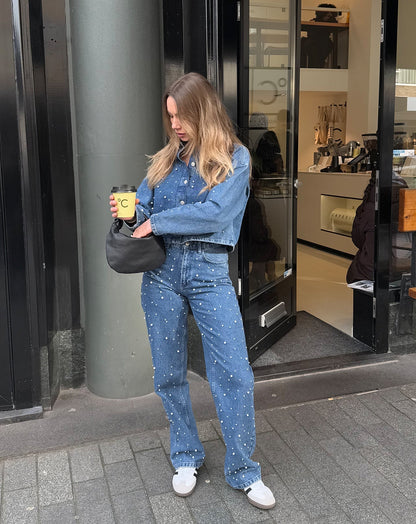 PEARL MIX STRAIGHT LEG JEANS BLAUW