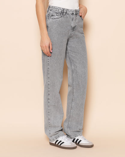 DENIM STRAIGHT LEG JEANS LICHTGRIJS