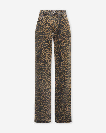 LEOPARD BOOTCUT JEANS ZWART