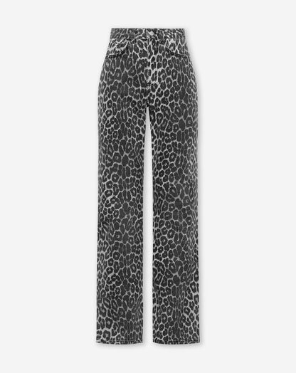 LEOPARD BOOTCUT JEANS GRIJS