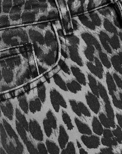 LEOPARD BOOTCUT JEANS GRIJS