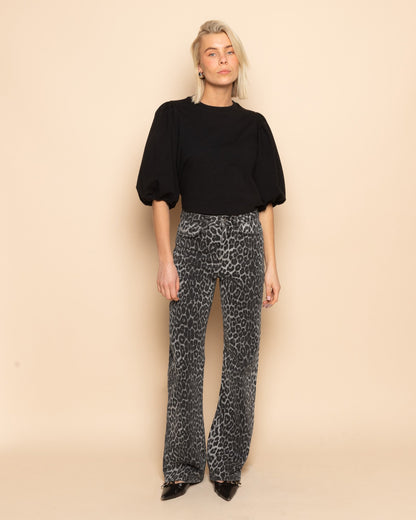 LOA PUFF SLEEVE SWEAT TOP ZWART