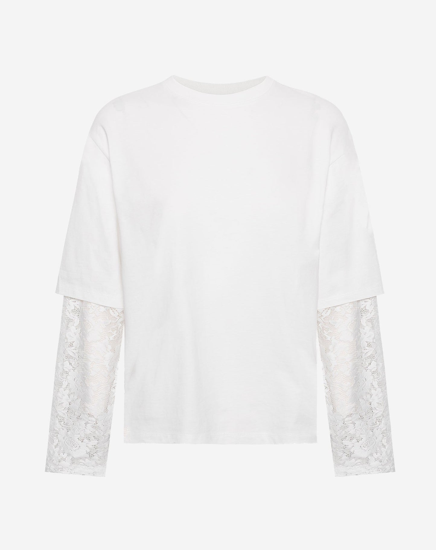 LACE LONG SLEEVE OVERSIZED TEE CRÈME