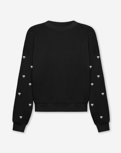 HEART STUD SWEATER ZWART