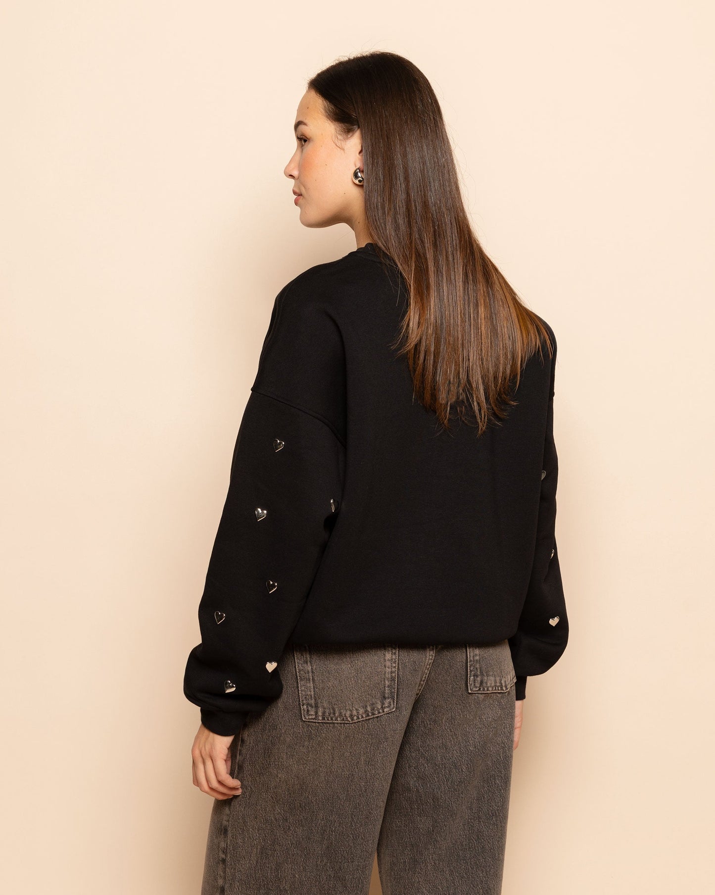 HEART STUD SWEATER ZWART