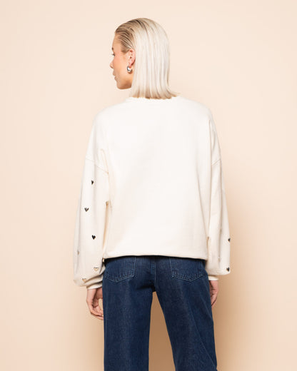 HEART STUD SWEATER CRÈME