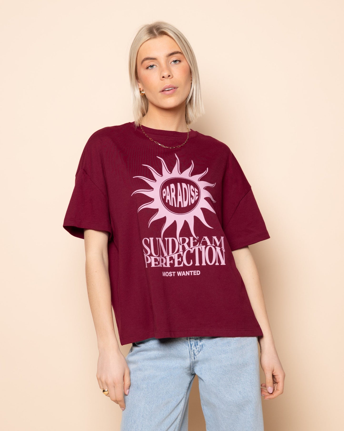 SUNDREAM PERFECTION OVERSIZED TEE CRANBERRY