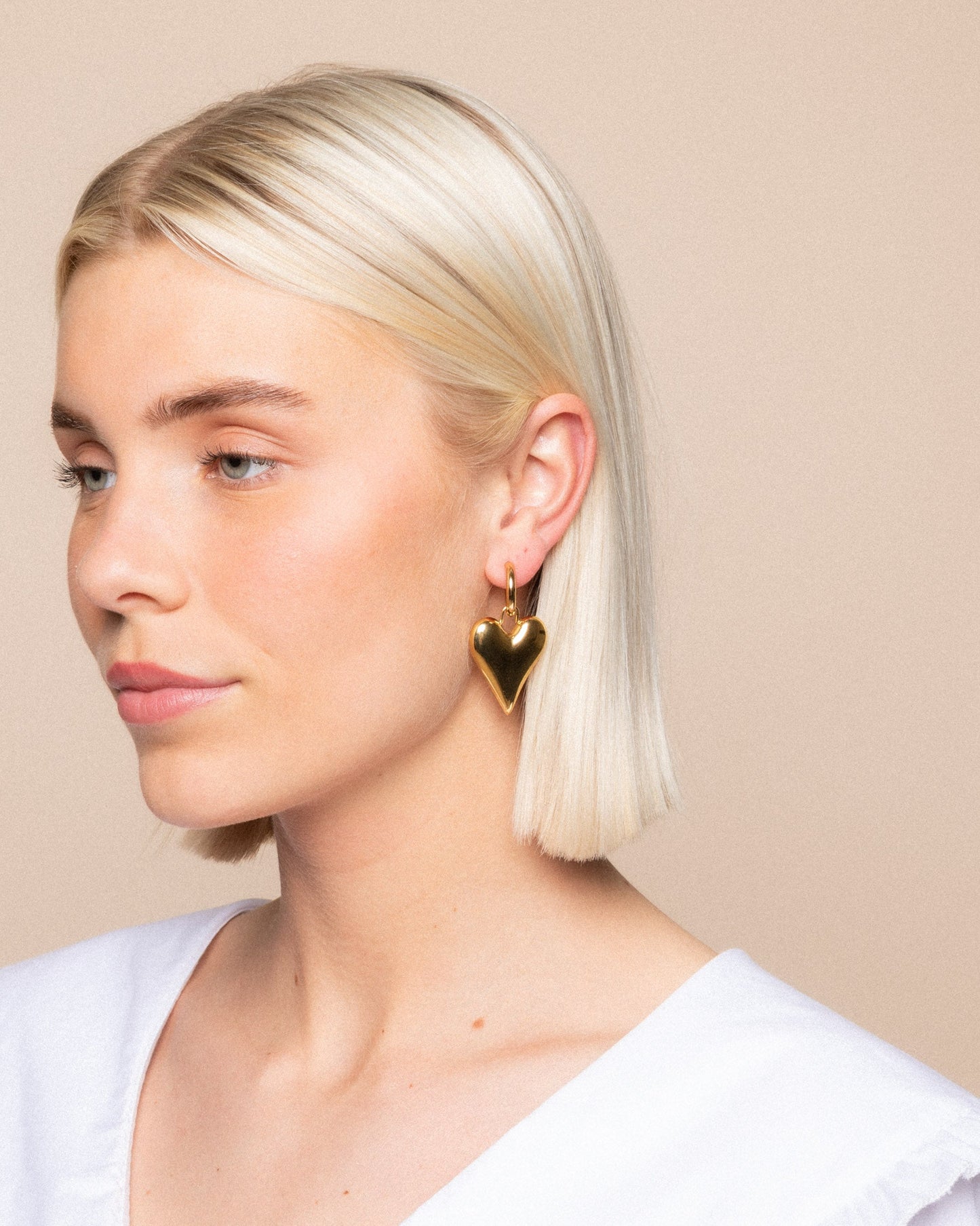 CHUNKY HEART HOOP EARRINGS