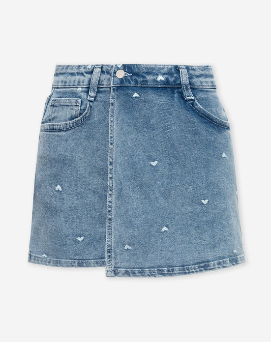 HEART DENIM SKORT BLAUW