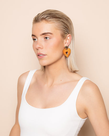 COLORED HEART EARRINGS ORANJE