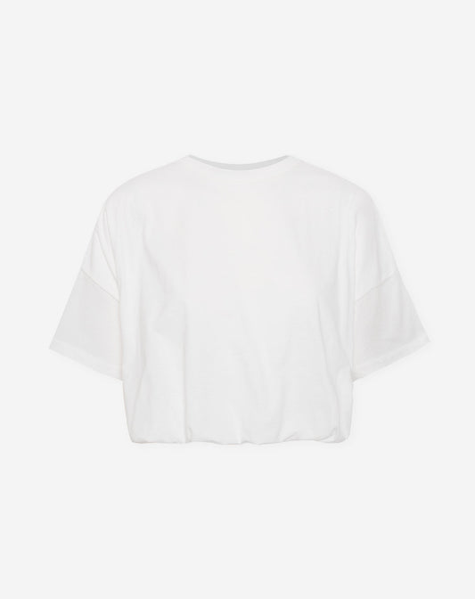 CROPPED BUBBLE HEM TEE CRÈME